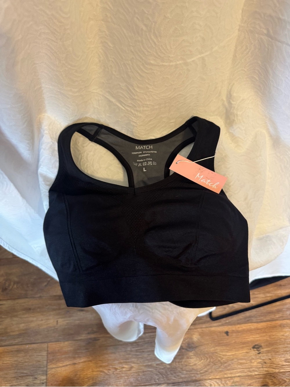 Match Seamless Black Sports Bra - Supportive Racerback